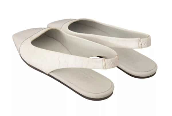 Maison Margiela White Leather Slingback Slip On Flats Shoes – Image 2