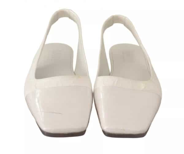 Maison Margiela White Leather Slingback Slip On Flats Shoes – Image 5