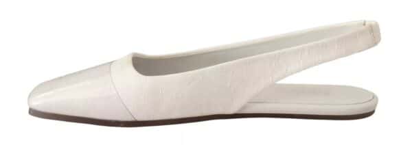 Maison Margiela White Leather Slingback Slip On Flats Shoes – Image 6
