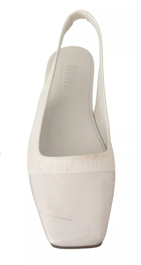 Maison Margiela White Leather Slingback Slip On Flats Shoes – Image 7
