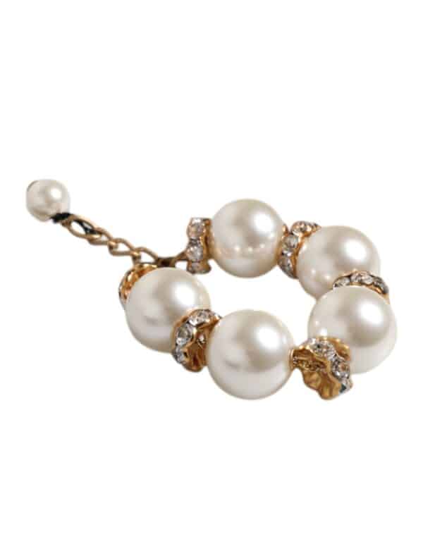 Dolce & Gabbana Gold Tone Brass Maxi Pearl Lobster Clasp Logo Bracelet – Image 3