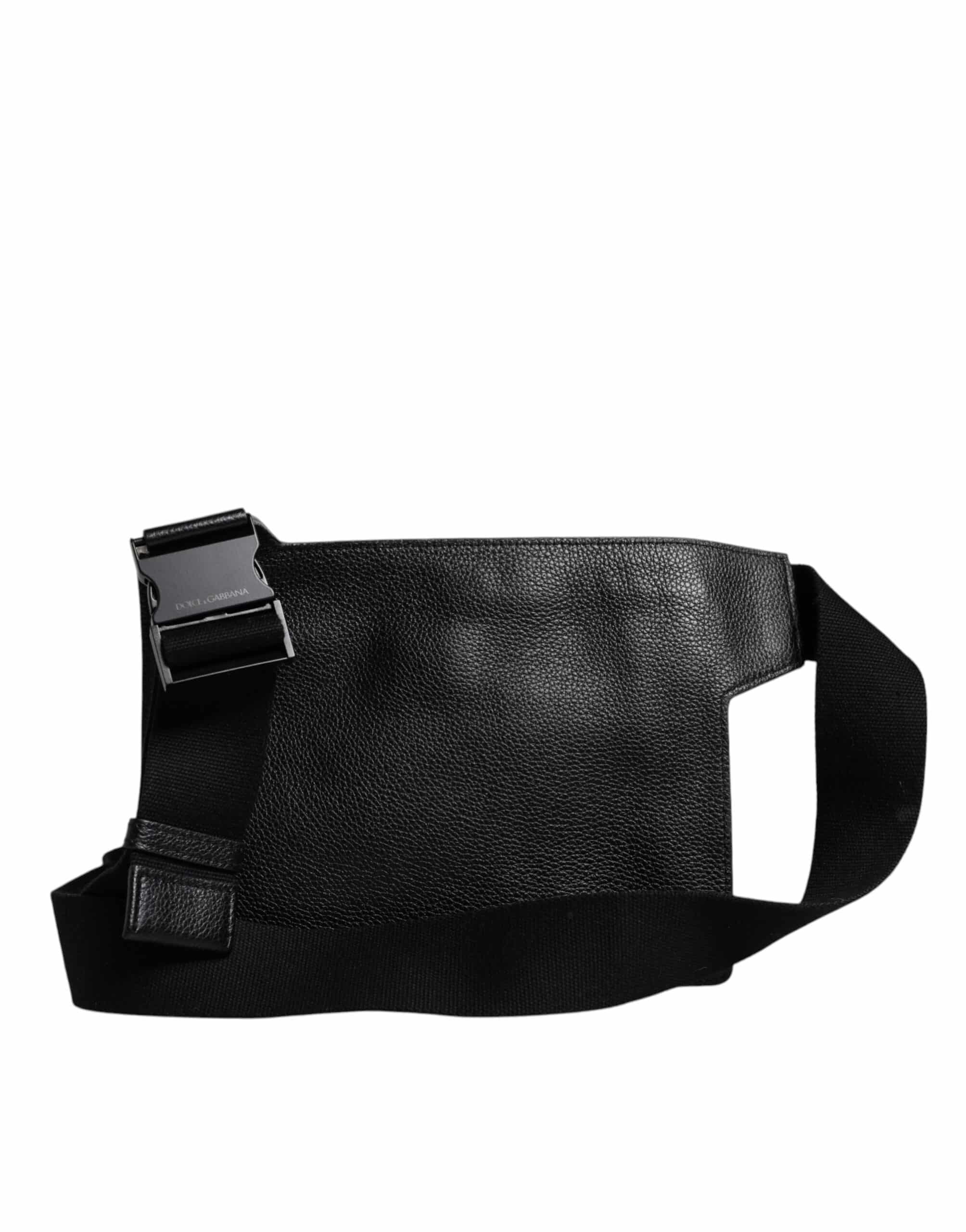 Dolce & Gabbana Black Calfskin Leather Messenger Crossbody Bag