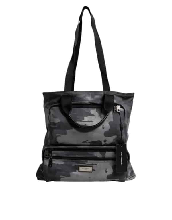 Dolce & Gabbana Gray Camo Cotton Multiple Compartments Tote Bag – Image 2