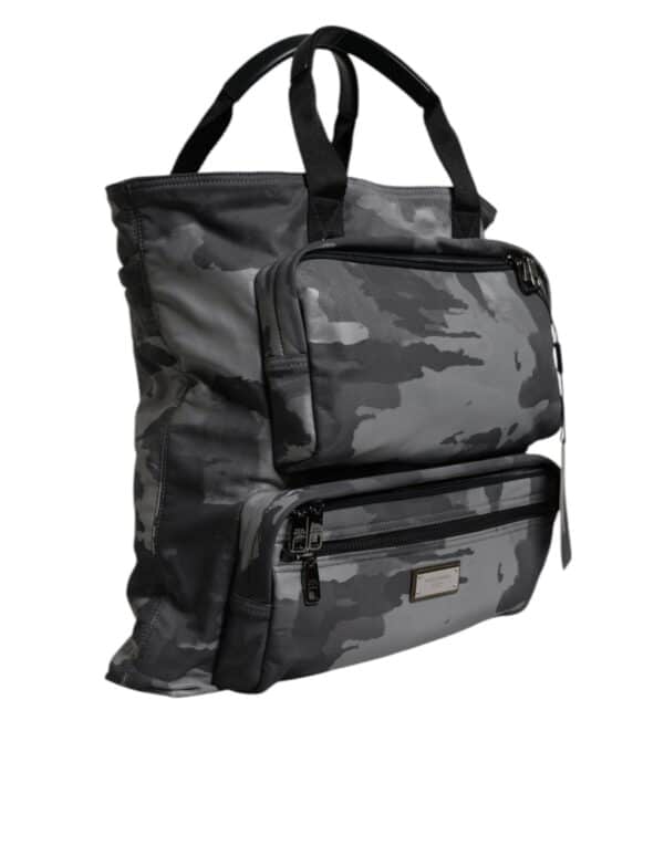 Dolce & Gabbana Gray Camo Cotton Multiple Compartments Tote Bag – Image 4
