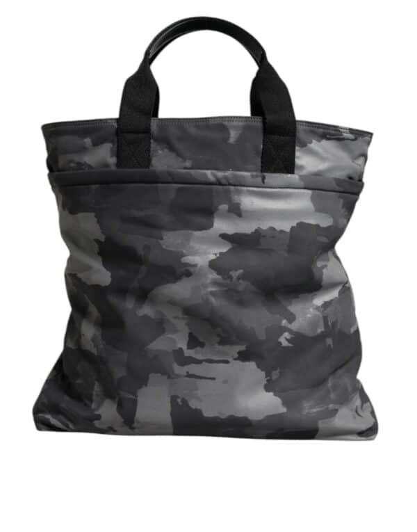Dolce & Gabbana Gray Camo Cotton Multiple Compartments Tote Bag – Image 5