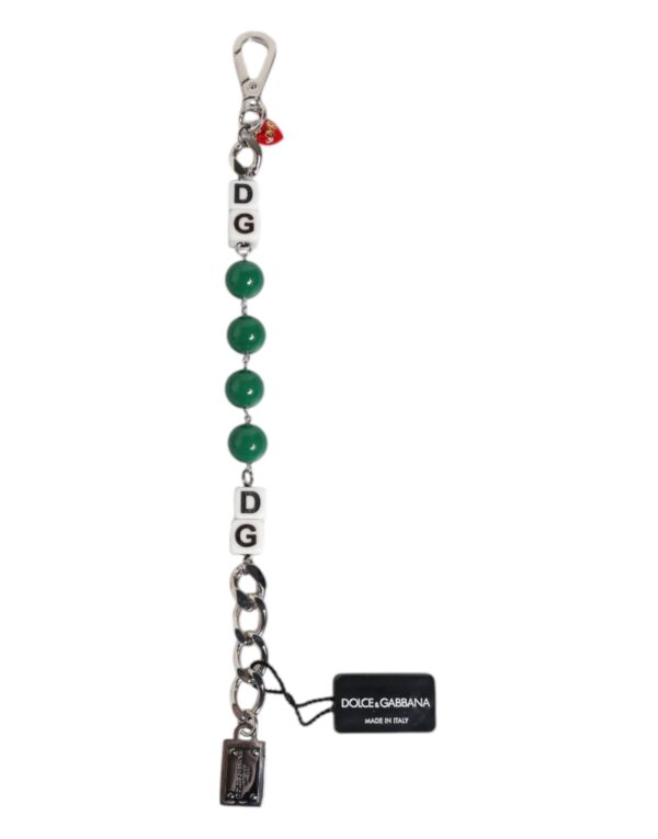 Dolce & Gabbana Silver Tone Brass Bead Dice Logo Embellish Charm Bracelet – Image 2