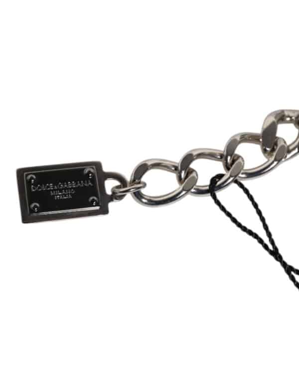 Dolce & Gabbana Silver Tone Brass Bead Dice Logo Embellish Charm Bracelet – Image 5
