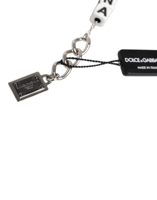 Dolce & Gabbana Silver Brass Chain Dice Logo Embellished Charm Bracelet – Image 5