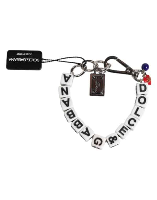 Dolce & Gabbana Silver Brass Chain Dice Logo Embellished Charm Bracelet – Image 3