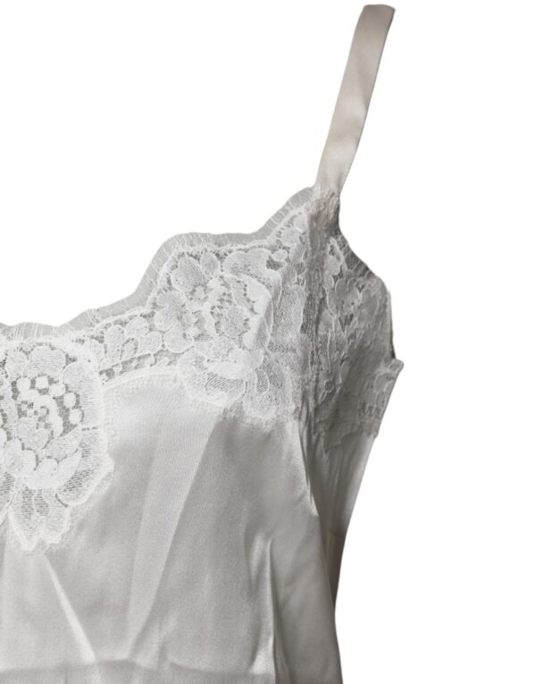 Dolce & Gabbana Top White Satin Lace Tank Lingerie Underwear – Image 3