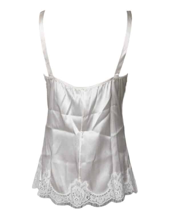 Dolce & Gabbana Top White Satin Lace Tank Lingerie Underwear – Image 4