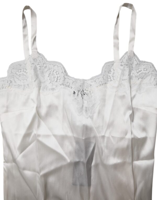 Dolce & Gabbana Top White Satin Lace Tank Lingerie Underwear – Image 5