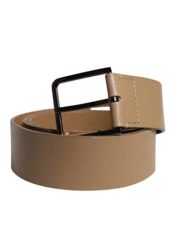 Dolce & Gabbana Brown Leather Classic Metal Logo Buckle Belt – Image 2