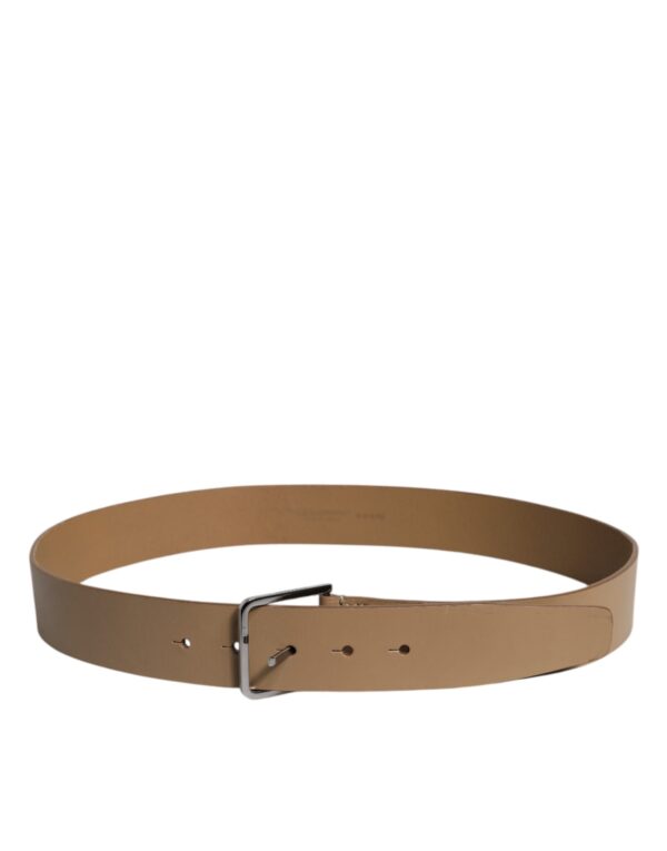 Dolce & Gabbana Brown Leather Classic Metal Logo Buckle Belt – Image 3