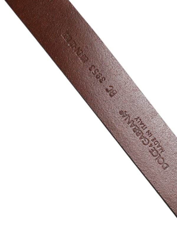 Dolce & Gabbana Brown Leather Classic Metal Logo Buckle Belt – Image 5