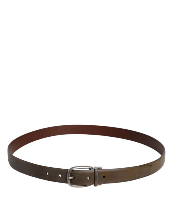 Dolce & Gabbana Brown Leather Classic Metal Logo Buckle Belt – Image 3