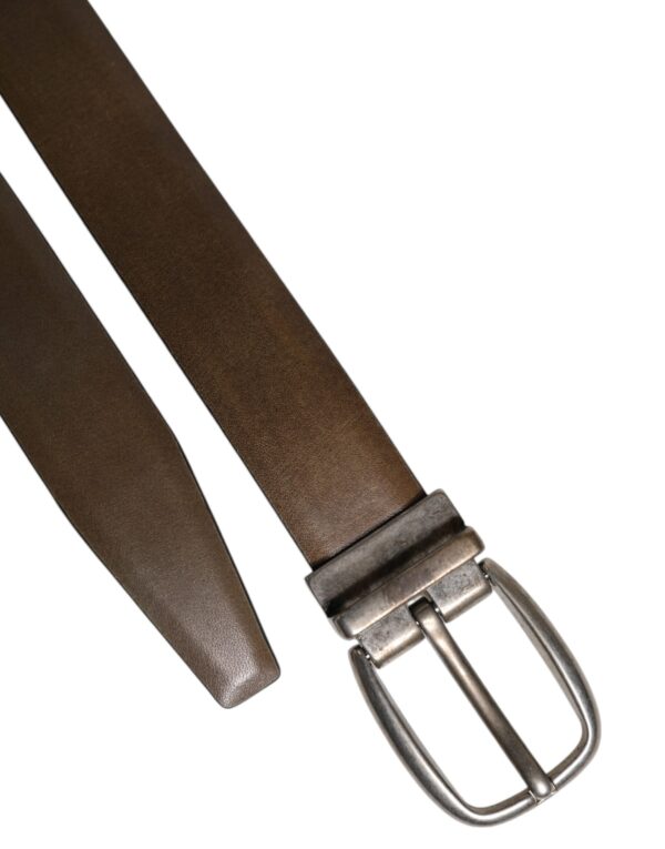 Dolce & Gabbana Brown Leather Classic Metal Logo Buckle Belt – Image 6