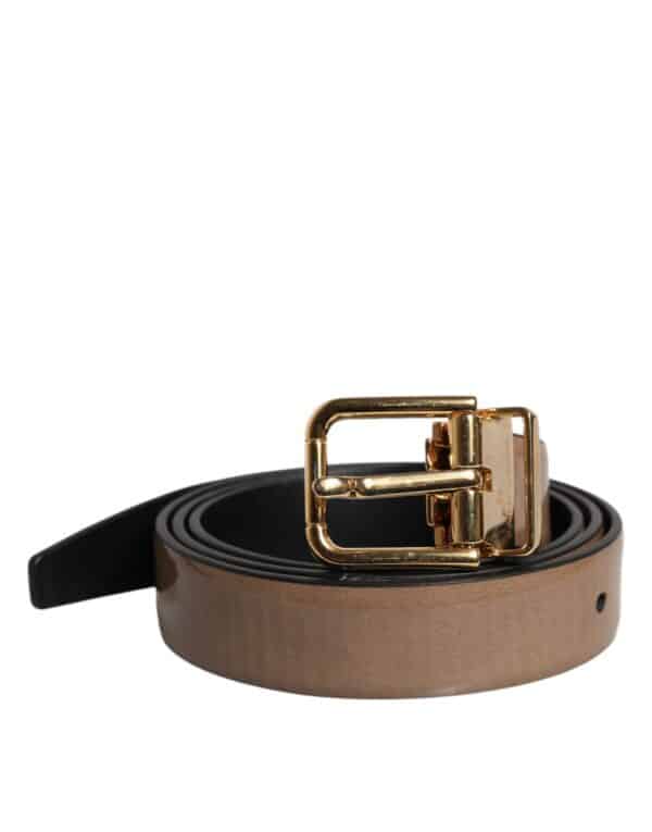 Dolce & Gabbana Brown Leather Classic Metal Logo Buckle Belt – Image 2