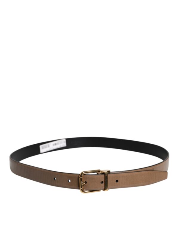 Dolce & Gabbana Brown Leather Classic Metal Logo Buckle Belt – Image 3