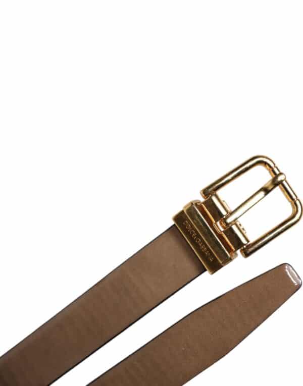Dolce & Gabbana Brown Leather Classic Metal Logo Buckle Belt – Image 6