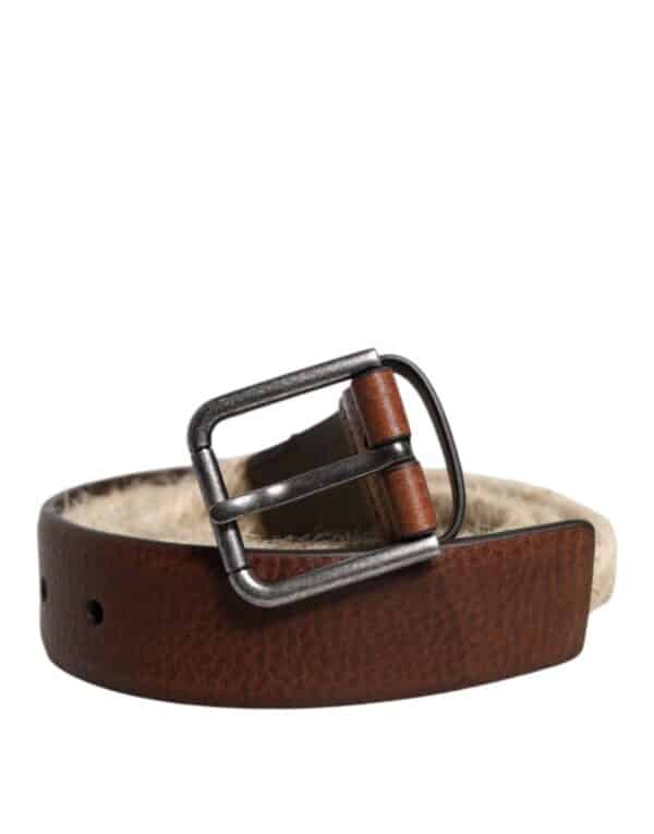 Dolce & Gabbana Brown Jute Leather Woven Metal Buckle Belt – Image 2