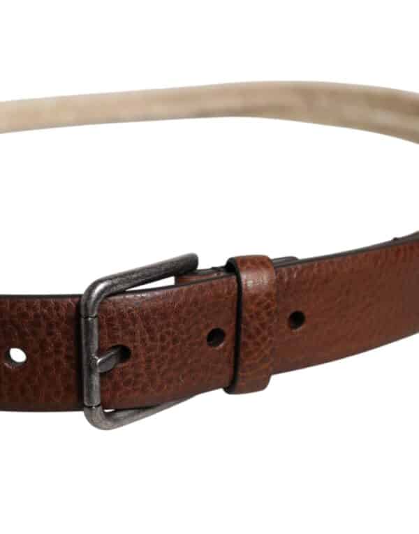 Dolce & Gabbana Brown Jute Leather Woven Metal Buckle Belt – Image 4