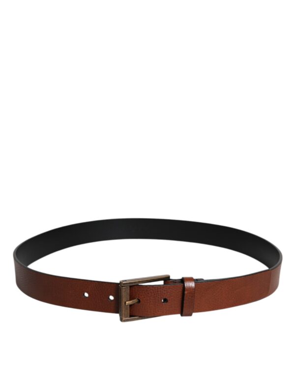 Dolce & Gabbana Brown Calf Leather Classic Metal Buckle Belt – Image 3