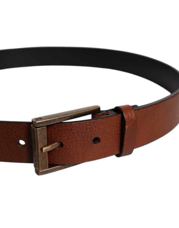 Dolce & Gabbana Brown Calf Leather Classic Metal Buckle Belt – Image 4