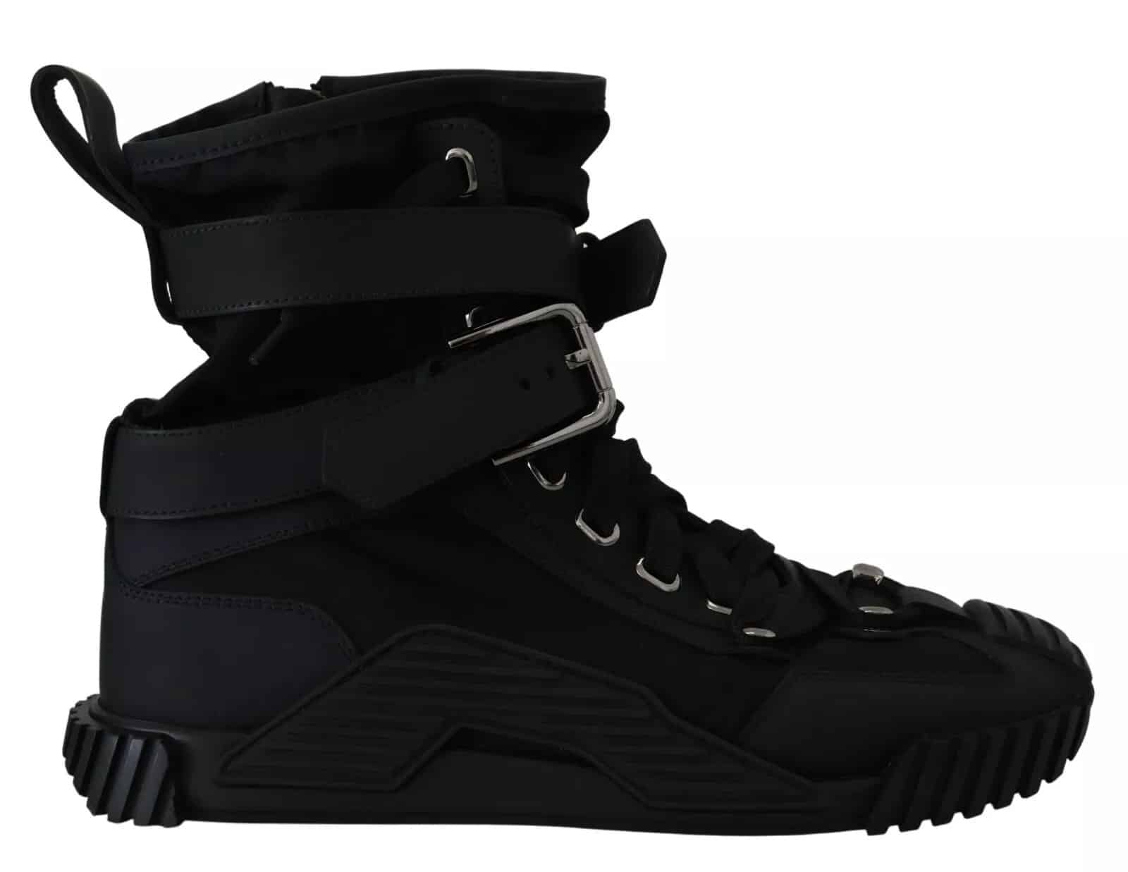 Dolce & Gabbana Black Nylon High Top Sorrento Sneakers Shoes