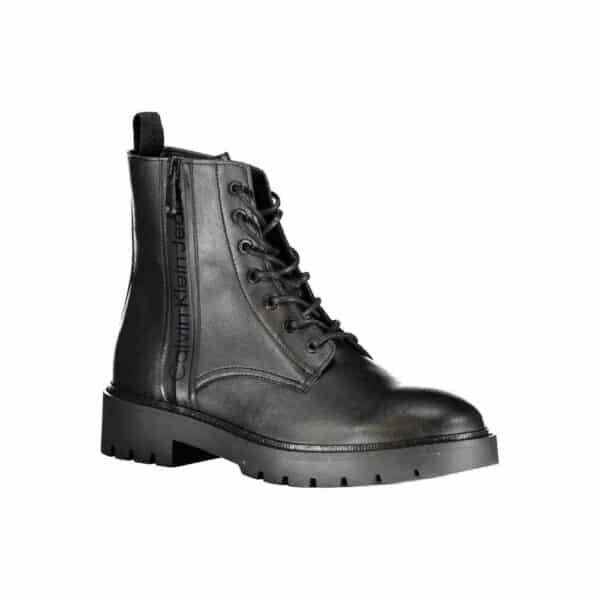 Calvin Klein Sleek Black Ankle Boots with Laces and Zip Detail – Image 2