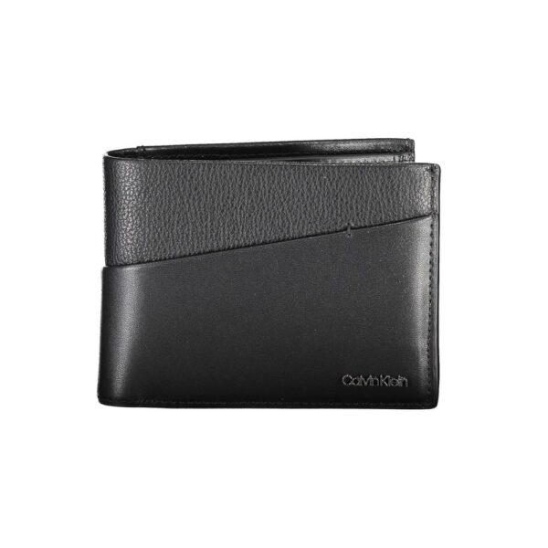 Portefeuille en cuir noir élégant et moderne.