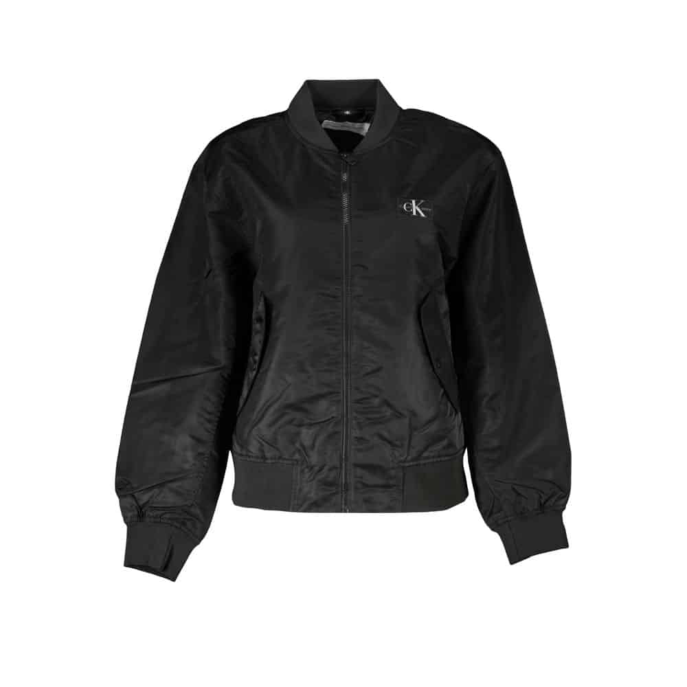 Veste noire légère en satin avec logo