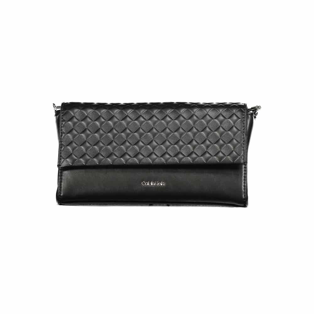 Pochette noire en simili cuir élégant.