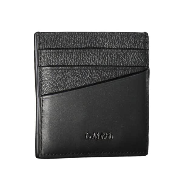 Portefeuille en cuir noir avec plusieurs emplacements.