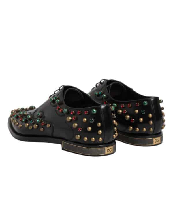 Dolce & Gabbana Black Leather Derby Dress Studded Shoes – Image 5