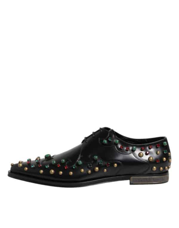 Dolce & Gabbana Black Leather Derby Dress Studded Shoes – Image 6
