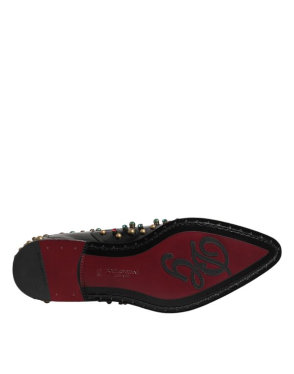 Dolce & Gabbana Black Leather Derby Dress Studded Shoes – Image 8