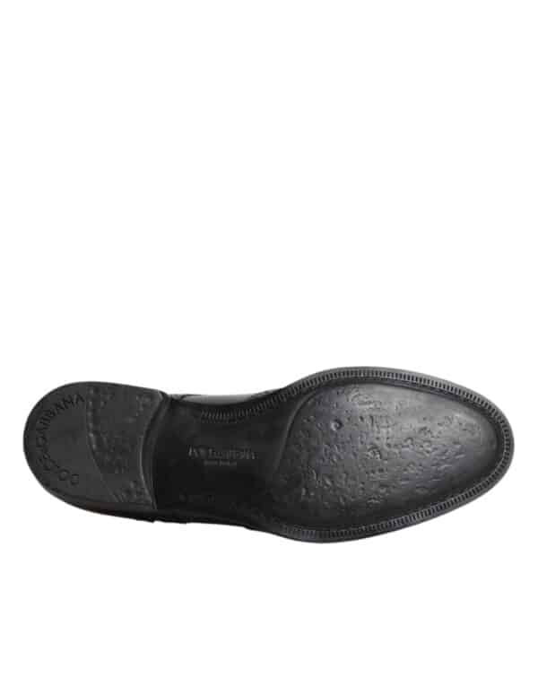 Dolce & Gabbana Black Leather Derby Wingtip Formal Shoes – Image 8
