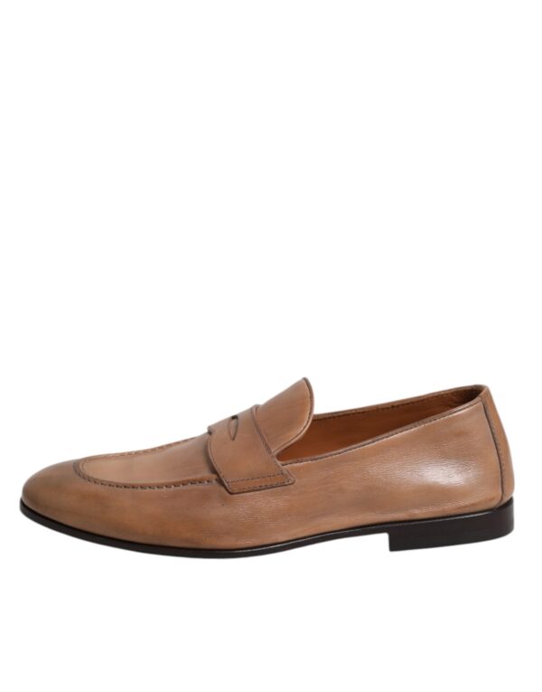 Brunello Cucinelli Brown Leather Loafer Dress Formal Shoes – Image 6