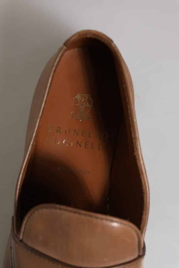 Brunello Cucinelli Brown Leather Loafer Dress Formal Shoes – Image 8