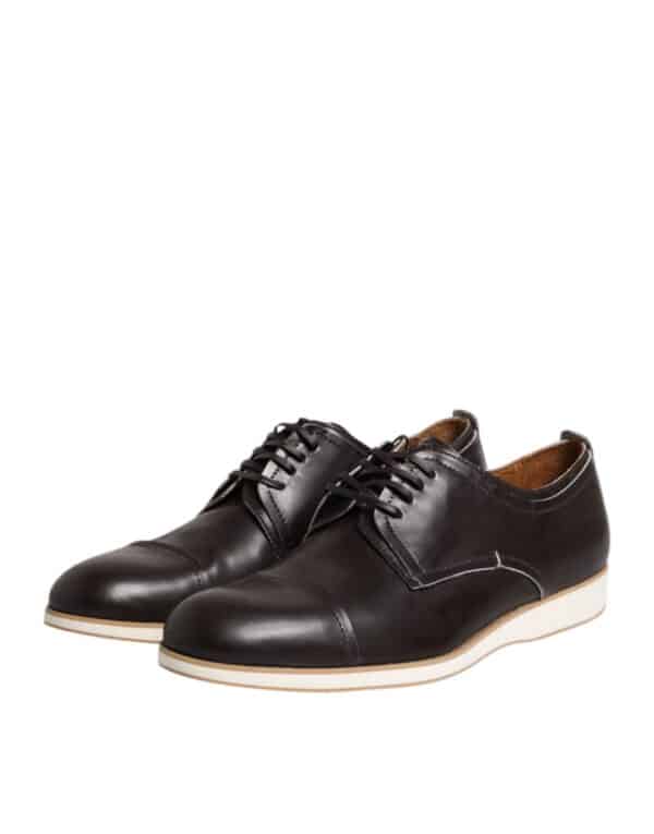 Pollini Dark Brown Leather Derby Lace Up Dress Formal Shoes – Image 4