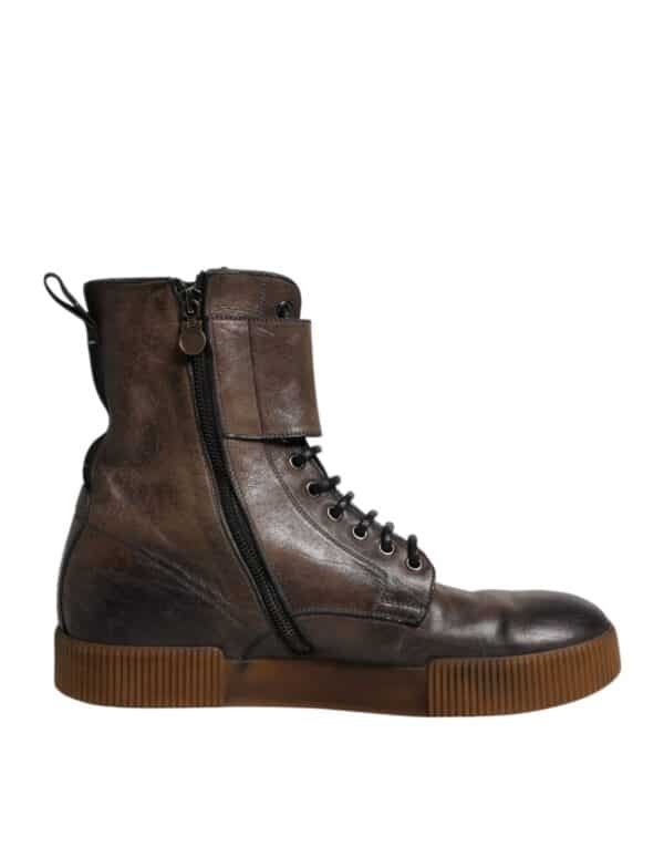 Dolce & Gabbana Brown Horse Leather Mid Calf Boots Shoes – Image 7