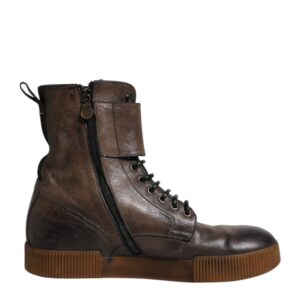 Dolce & Gabbana Brown Horse Leather Mid Calf Boots Shoes