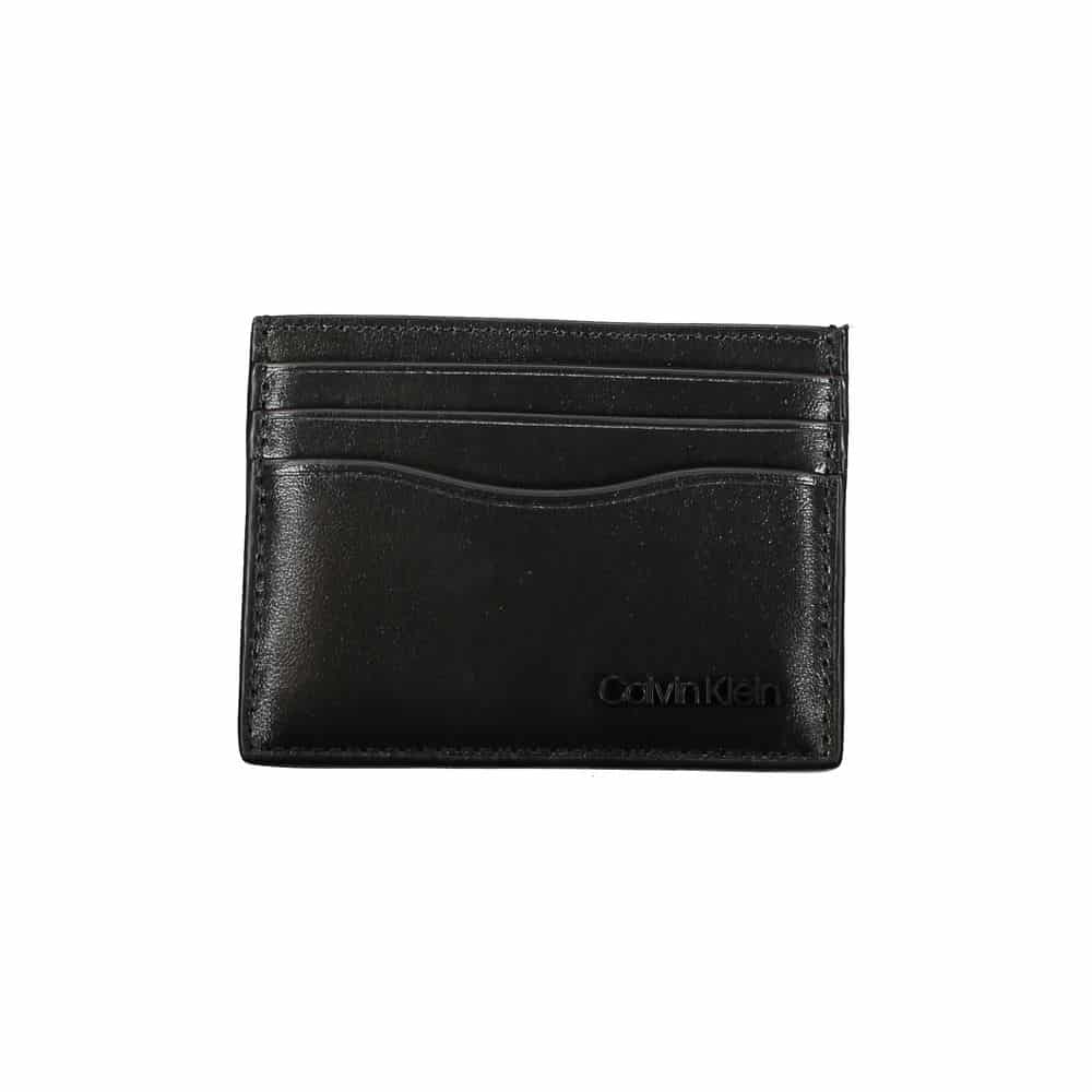 Portefeuille noir en cuir Calvin Klein