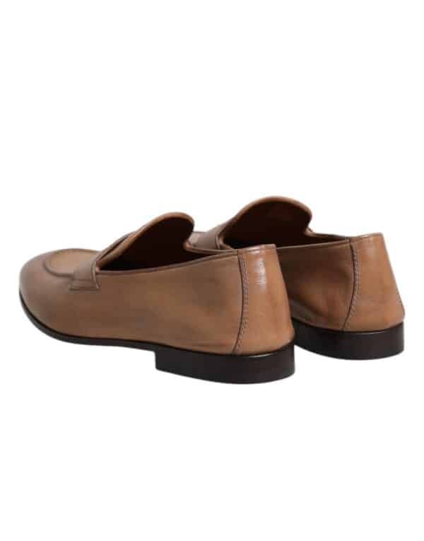 Brunello Cucinelli Brown Leather Loafer Dress Formal Shoes – Image 5