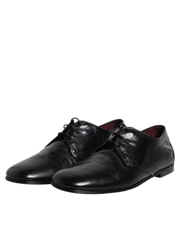Dolce & Gabbana Black Leather Lace Up Derby Dress Formal Shoes – Image 4
