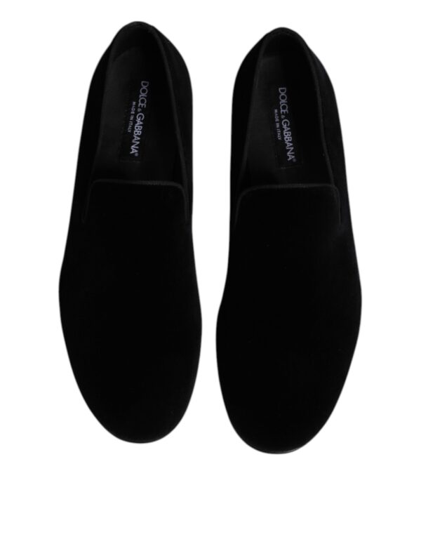 Dolce & Gabbana Black Velvet Slip On Loafers Formal Shoes – Image 3