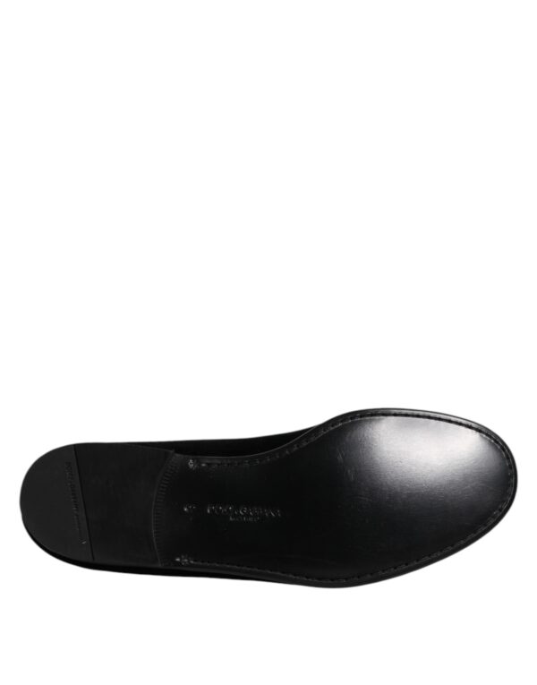 Dolce & Gabbana Black Velvet Slip On Loafers Formal Shoes – Image 8