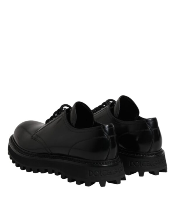 Dolce & Gabbana Black Leather Lace Up Derby Men Dress Shoes – Image 5
