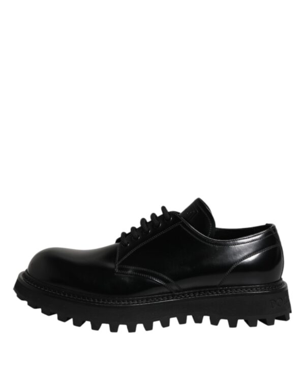 Dolce & Gabbana Black Leather Lace Up Derby Men Dress Shoes – Image 6